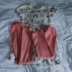 Hanna Andersson Rainbow 3-Piece Dress Set Full-Length & Capri Leggings 8